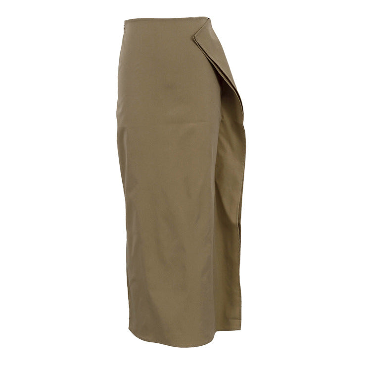 Elegant Niche Design Simple Women High Waist Slim Long Sheath Skirt