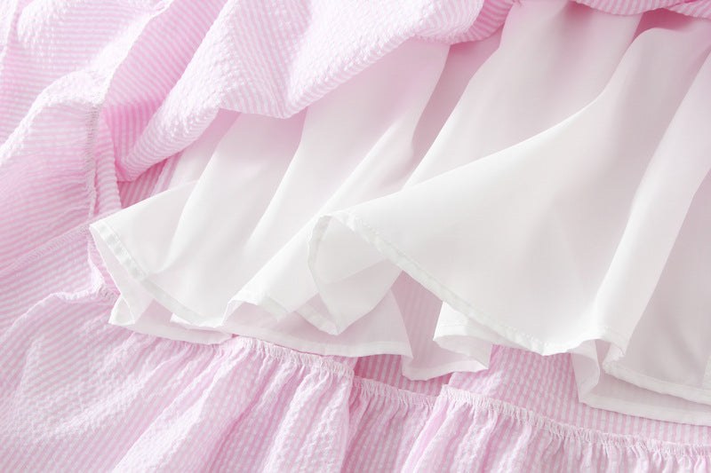 Sweet Tiered Dress Spring Summer A line Skirt Clear Sense Slimming High Waist Umbrella Skirt Large Swing Skirt