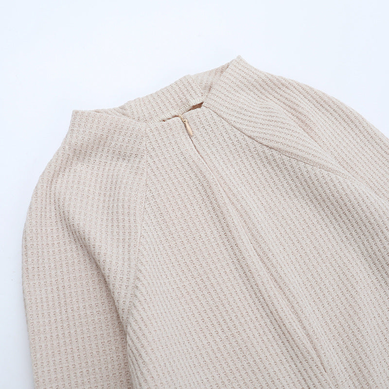 Autumn Winter Short Dress Women Sexy Slim Fit Zipper Solid Color Dress