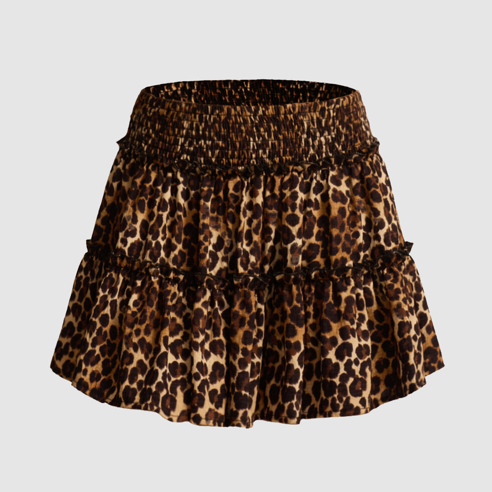 Floral Skirt Pants Lined A line Skirt High Quality Smocking Tight Waist Elastic Culottes