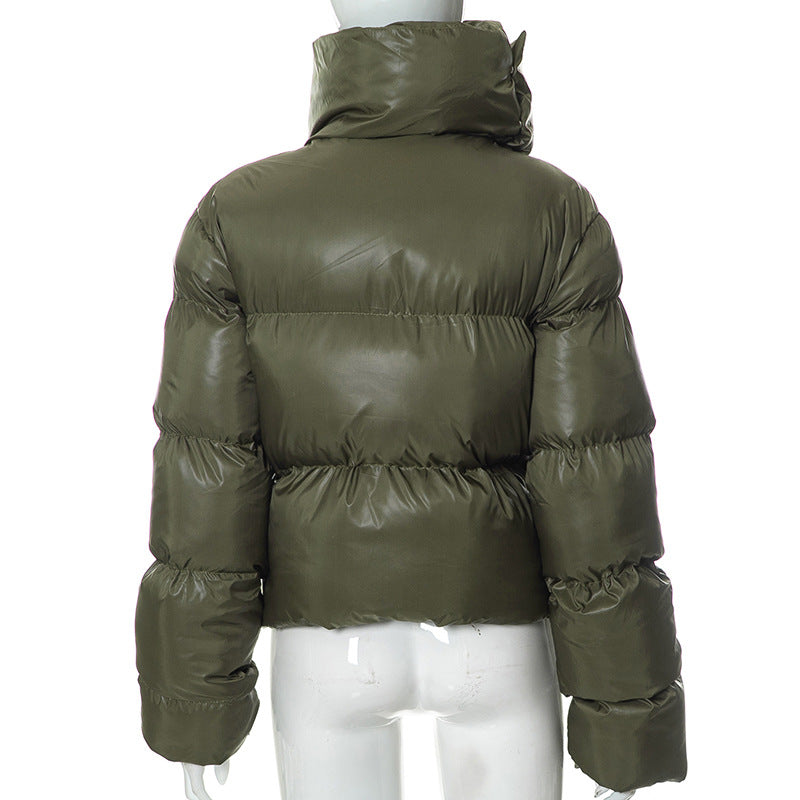 Women Wear Winter Thick Snap on Scarf Coat Warm Keeping Cotton Clothing Bread Coat