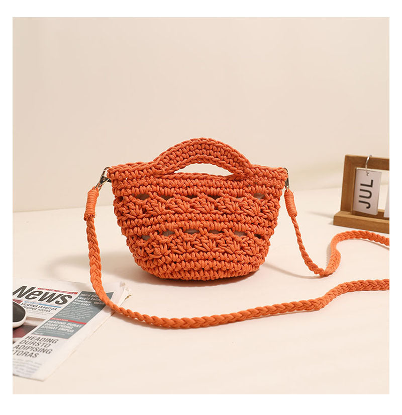 Crossbody Cotton Thread Woven Bag All Matching Hollow Out Cutout Straw Bag Vacation Beach Bag Partysu Women Bag