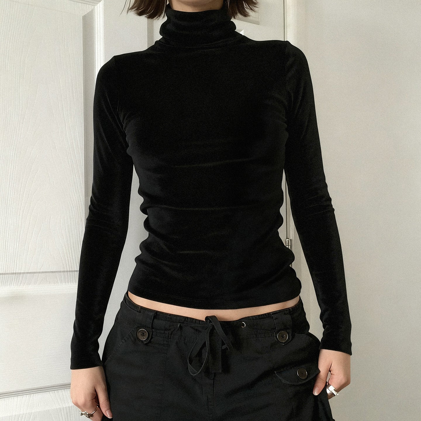 Women Turtleneck Solid Color Slim Fit Bottoming Shirt Basic Casual All Matching Tops