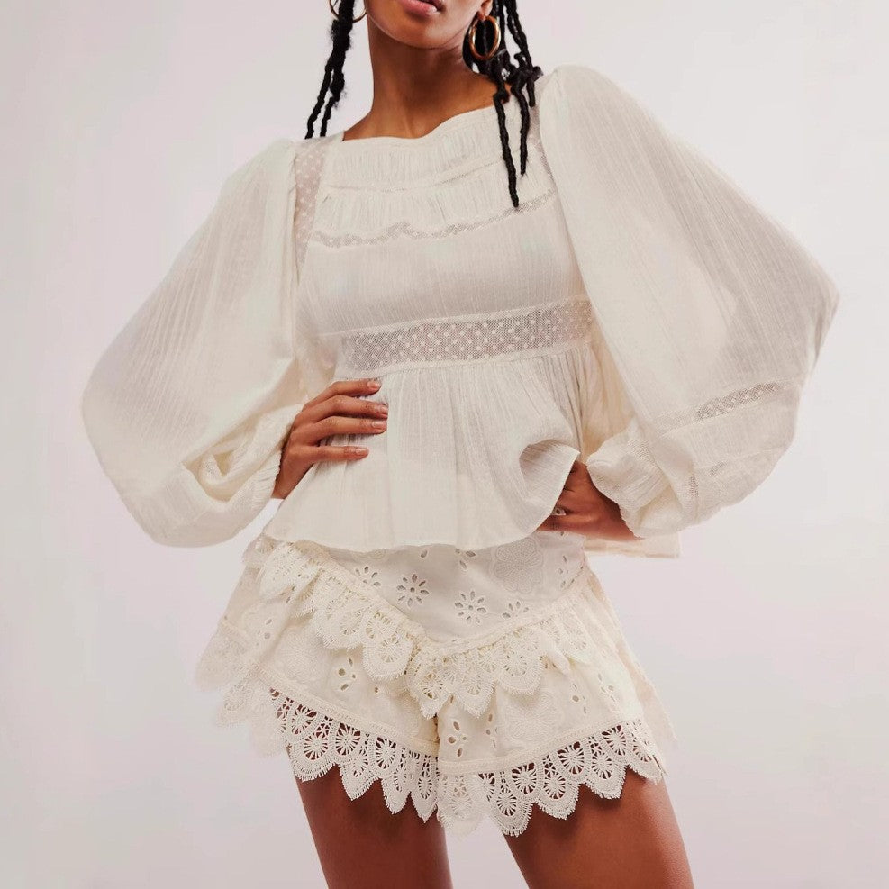 Cake Multi Layer Lace Short Culottes Pants Sexy High Waist Culottes