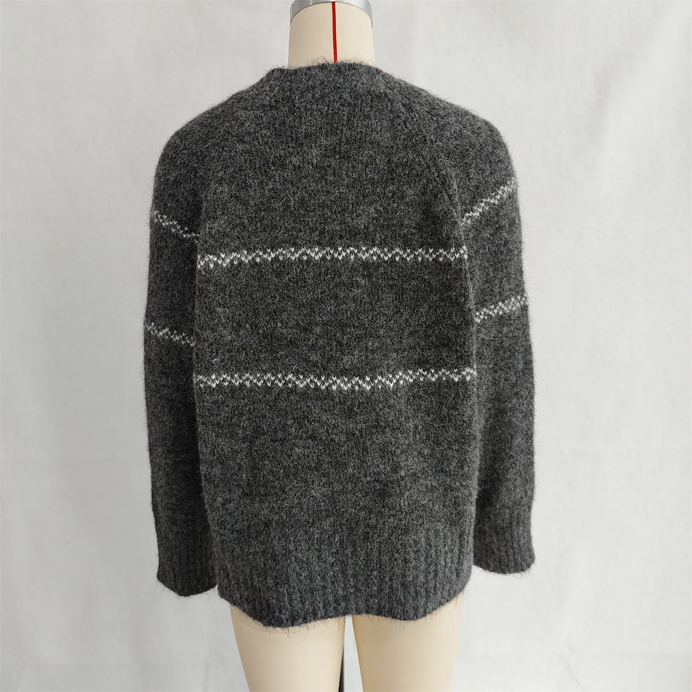 Autumn Winter Clear Cute Floral Embroidery Contrast Color Knitted Pullover Casual Loose Sweater