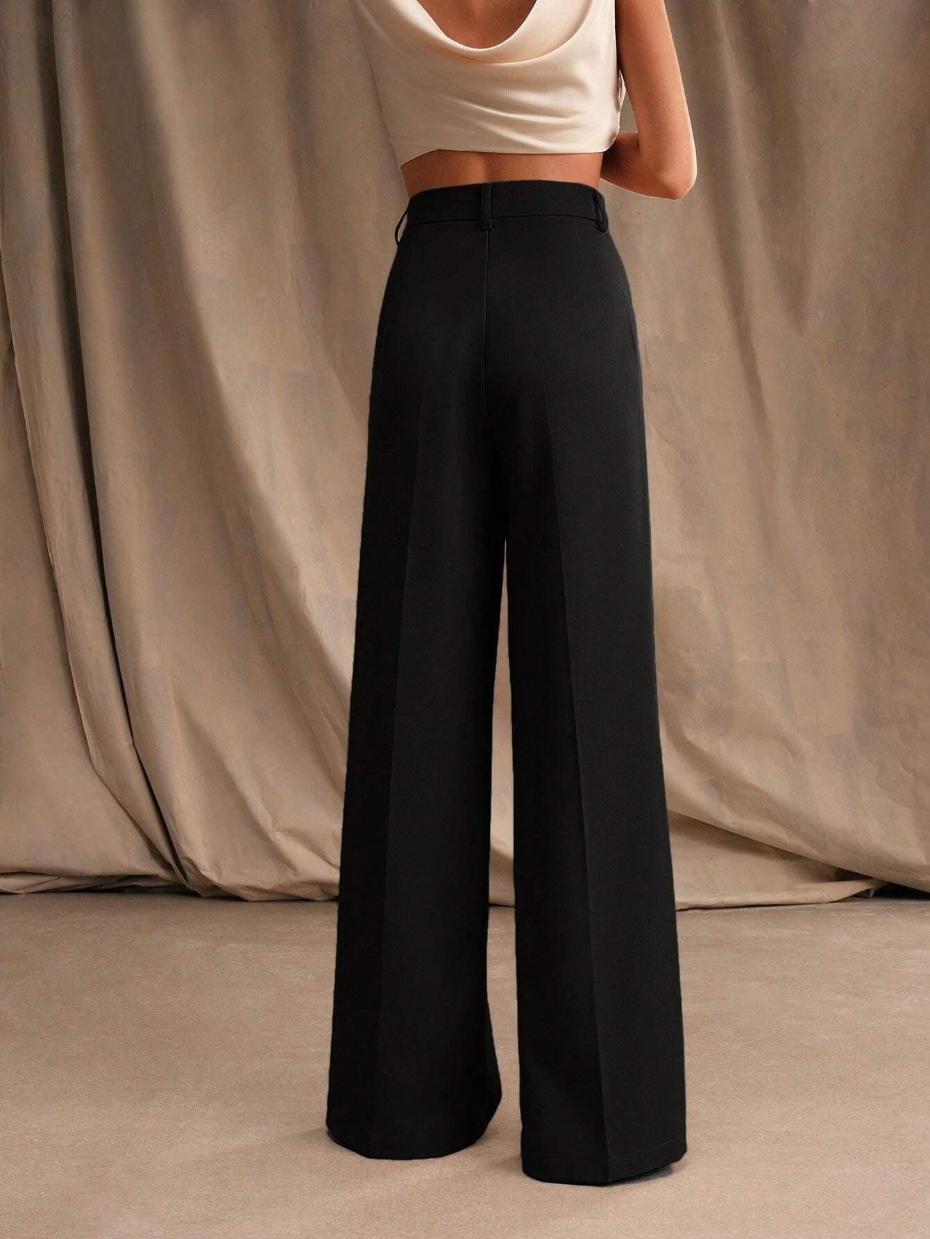Women Wide Leg Pants Women Spring Autumn High Waist Design Loose Casual Straight Slimming