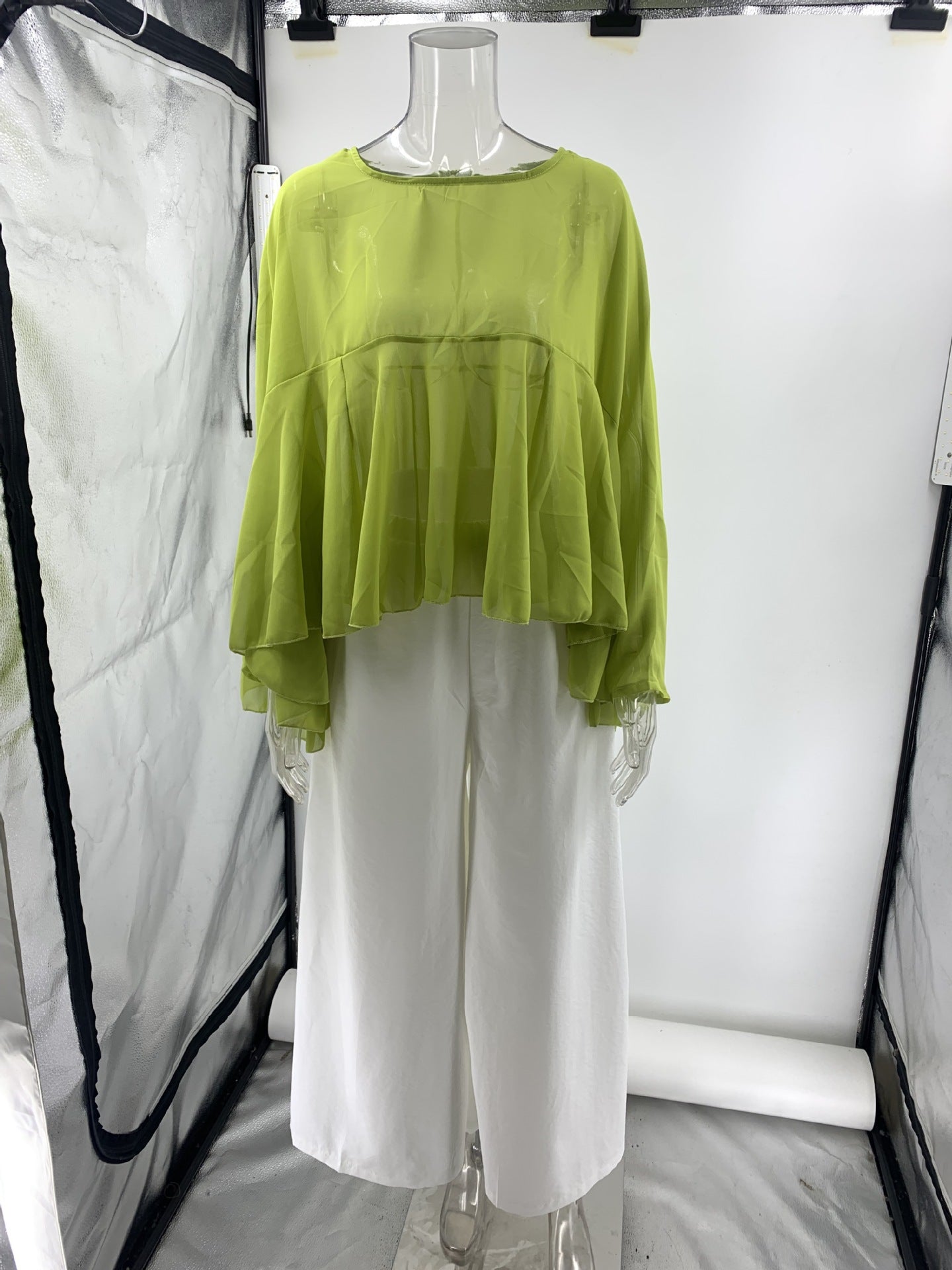 Women Clothing Ruffled Long Sleeve Casual Loose Simple Two Piece Sets