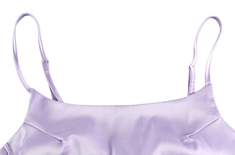 Arrival Women Clothing Gentle Pearlescent Satin Texture Slim Fit Slim Backless Sling Dress