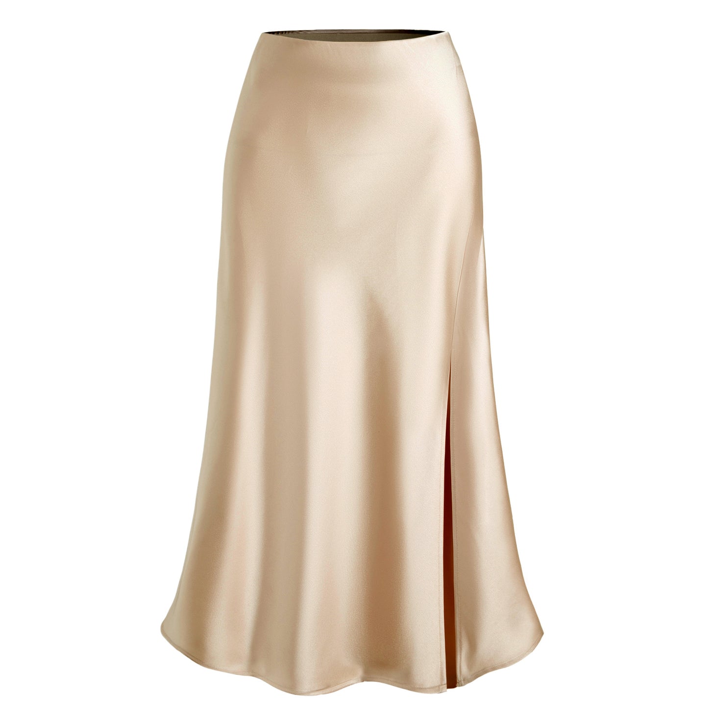Women Clothing Satin Skirt High Waist Elastic Oblique Slit Long Skirt Sexy Hip Skirt