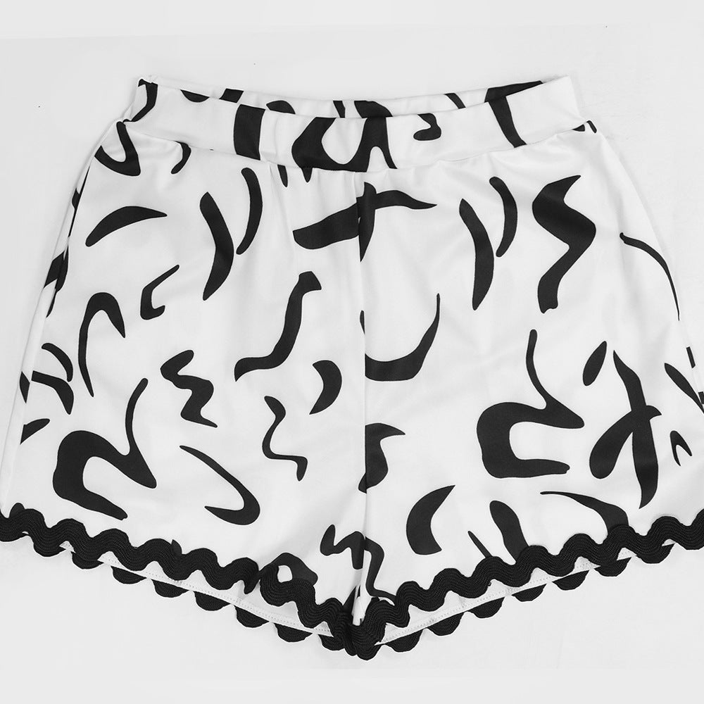 Printing Two Piece Sets Casual Short Summer Women