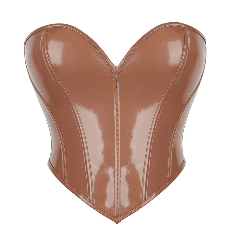Leather Chest Support Sexy Bodybuilding Top