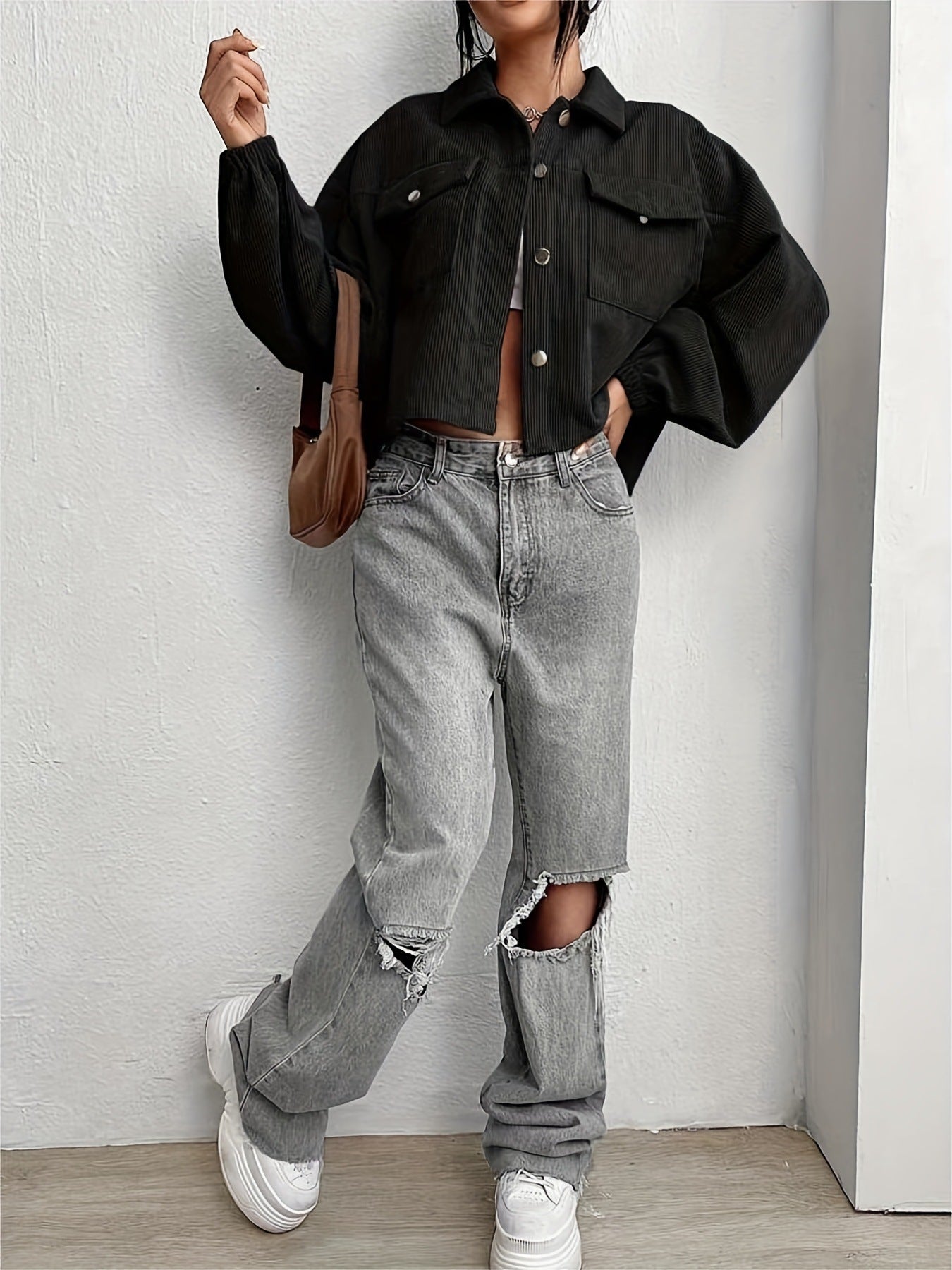 Casual Corduroy Cardigan Short Jacket Women