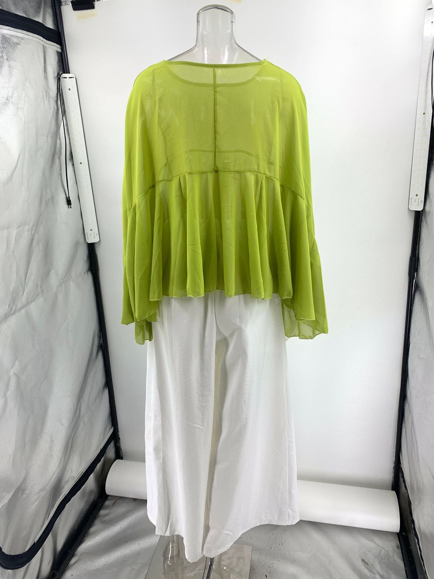 Women Clothing Ruffled Long Sleeve Casual Loose Simple Two Piece Sets