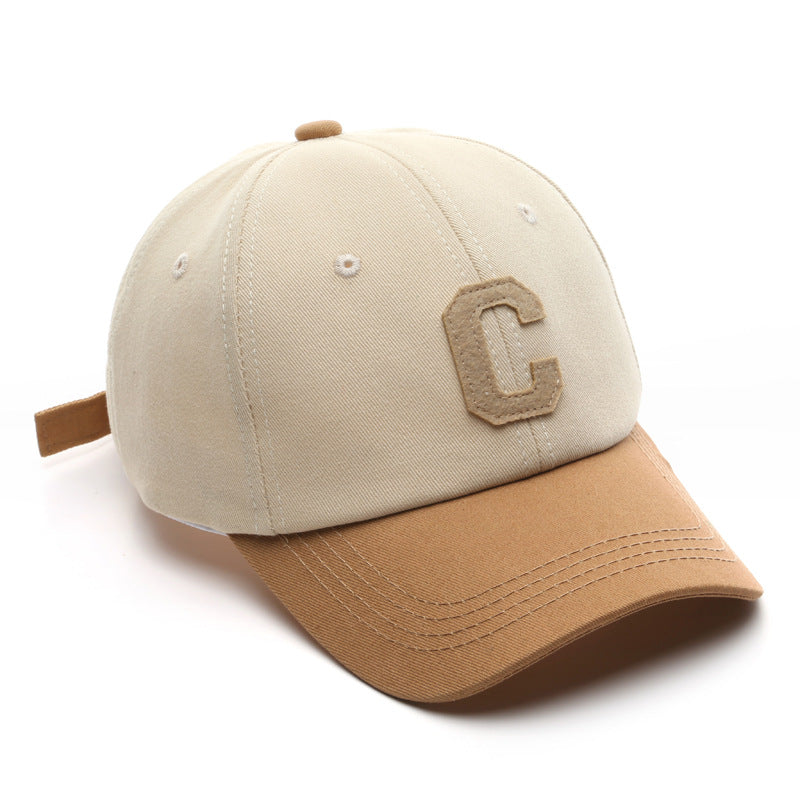 Stylish Retro Minimalism Letter Graphic Patch Stitching Baseball Cap Outdoor Travel Sun Protection Sunshade Couple Peaked Cap