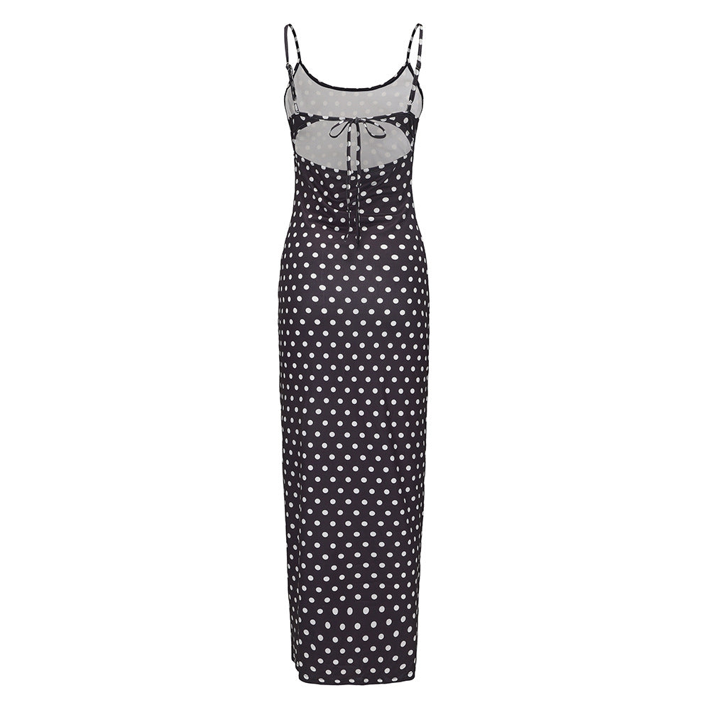 Women Clothing Summer Suspenders Sexy Backless Print Dress Leopard Print