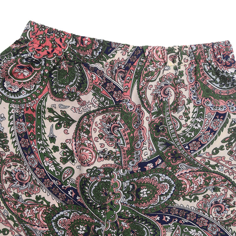 Holiday Travel High Waist Elastic Waist Ethnic Print Loose Bloomers
