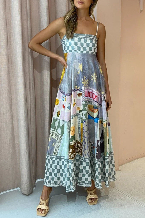 Summer Sexy Printed Large Swing Strap Dress for Women Amplified craft