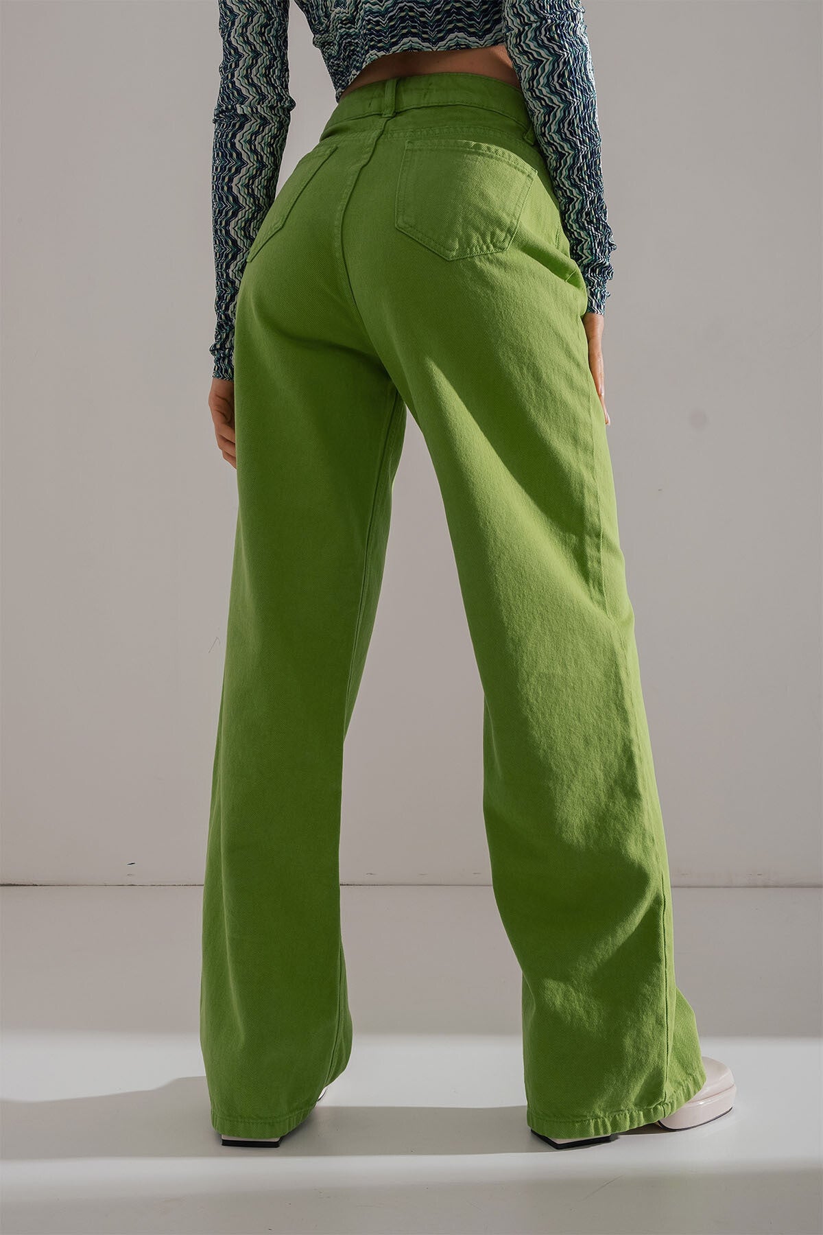 Women Multi Color Wide Leg Jeans Street Hipster Solid Color Loose Fitting Denim Trendy