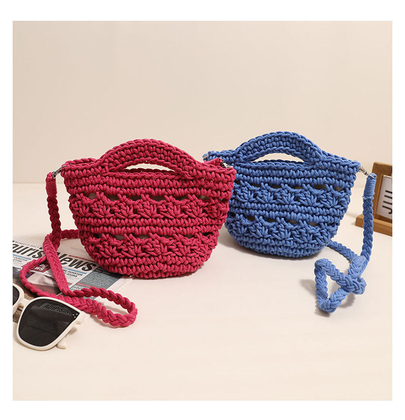 Crossbody Cotton Thread Woven Bag All Matching Hollow Out Cutout Straw Bag Vacation Beach Bag Partysu Women Bag