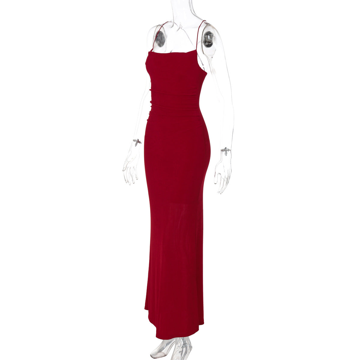 Women Clothing Summer Elegant Slim Waist Sexy Backless Spaghetti Straps Dress