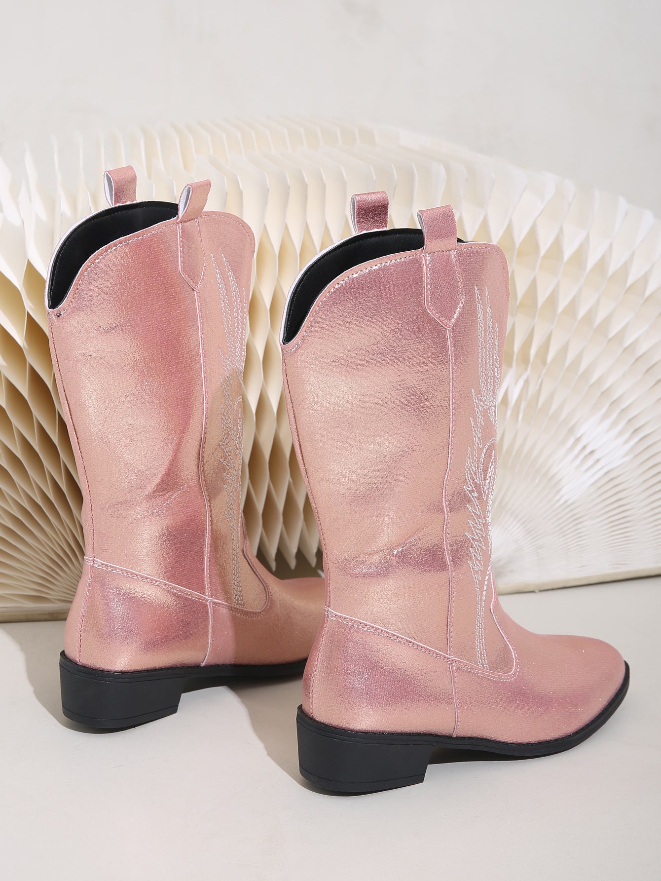 Autumn Winter Embroidery Knight Boots Women Pointed Square Heel Embroidered Sexy Boots
