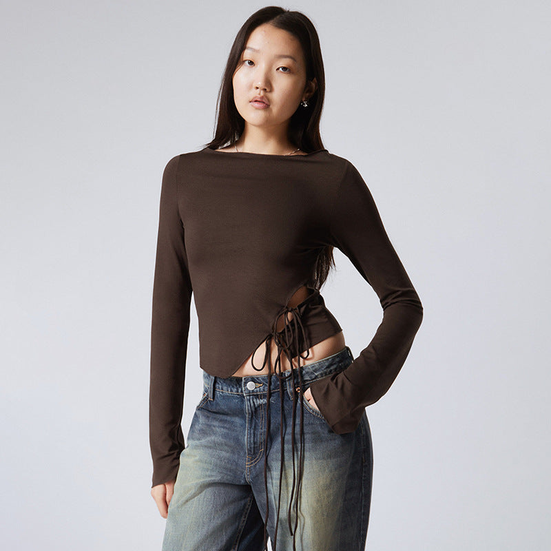 Women Clothing Summer Sexy Long Sleeve Elegant Slim Solid Color Bundle Top