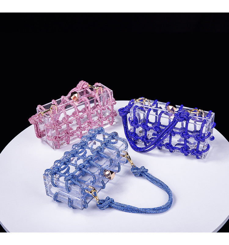 Spring Summer Alec Transparent Storage Box Handcraft Braiding Rope Small Square Bag Underarm Handbags