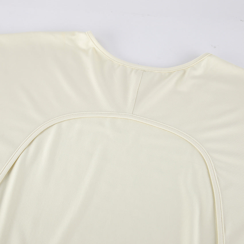 Design Backless Hollow Out Cutout out Dress Autumn Crew Neck Long Sleeve Gentle Simple Hip Dress