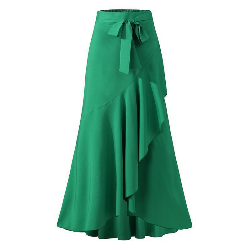 Belt Lace Sheath Fishtail Skirt High Waist Sexy Irregular Asymmetric Skirt