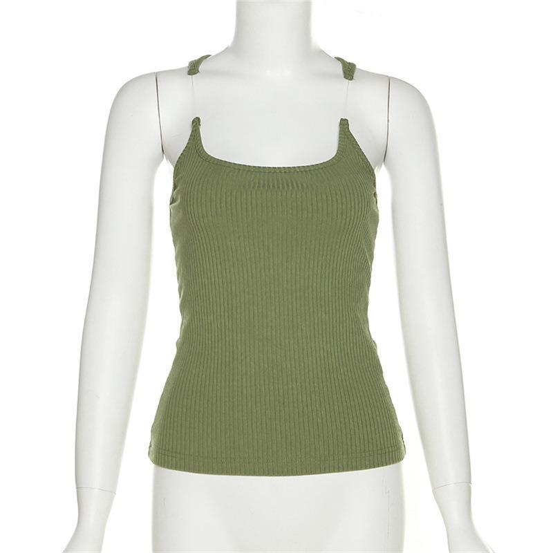 Women Clothing Summer Women Clothing Invisible Sexy Suspenders Sexy Solid Color Slim Fit Figure Flattering Sleeveless