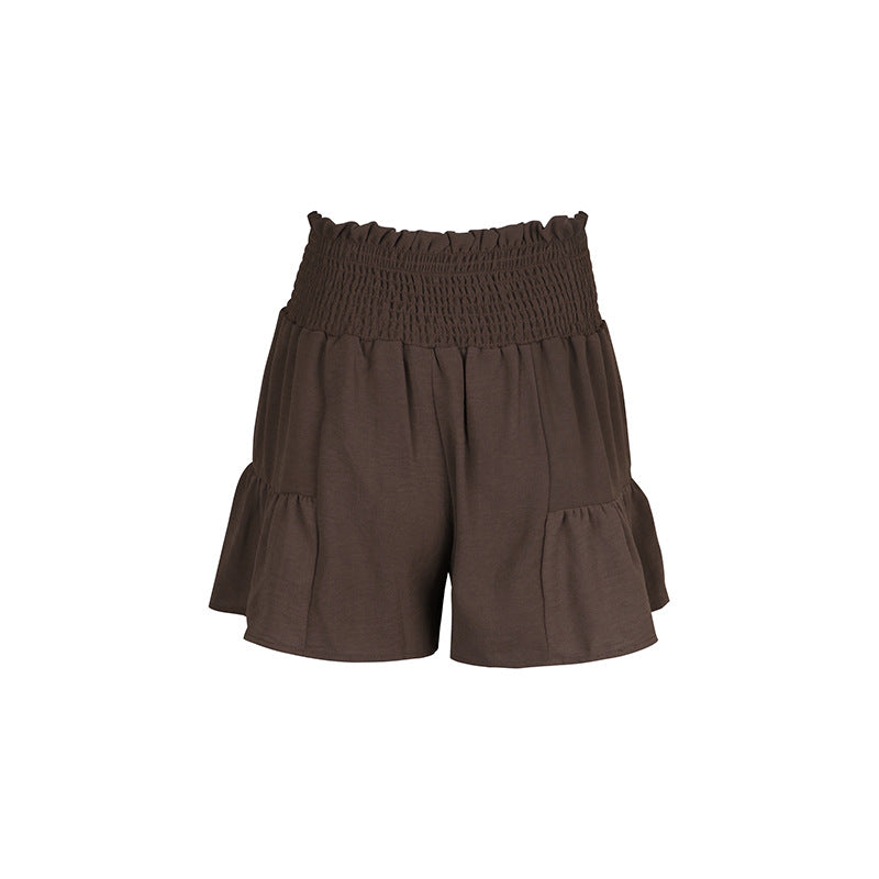 Summer Women Clothing Design High Waist Brown Shorts