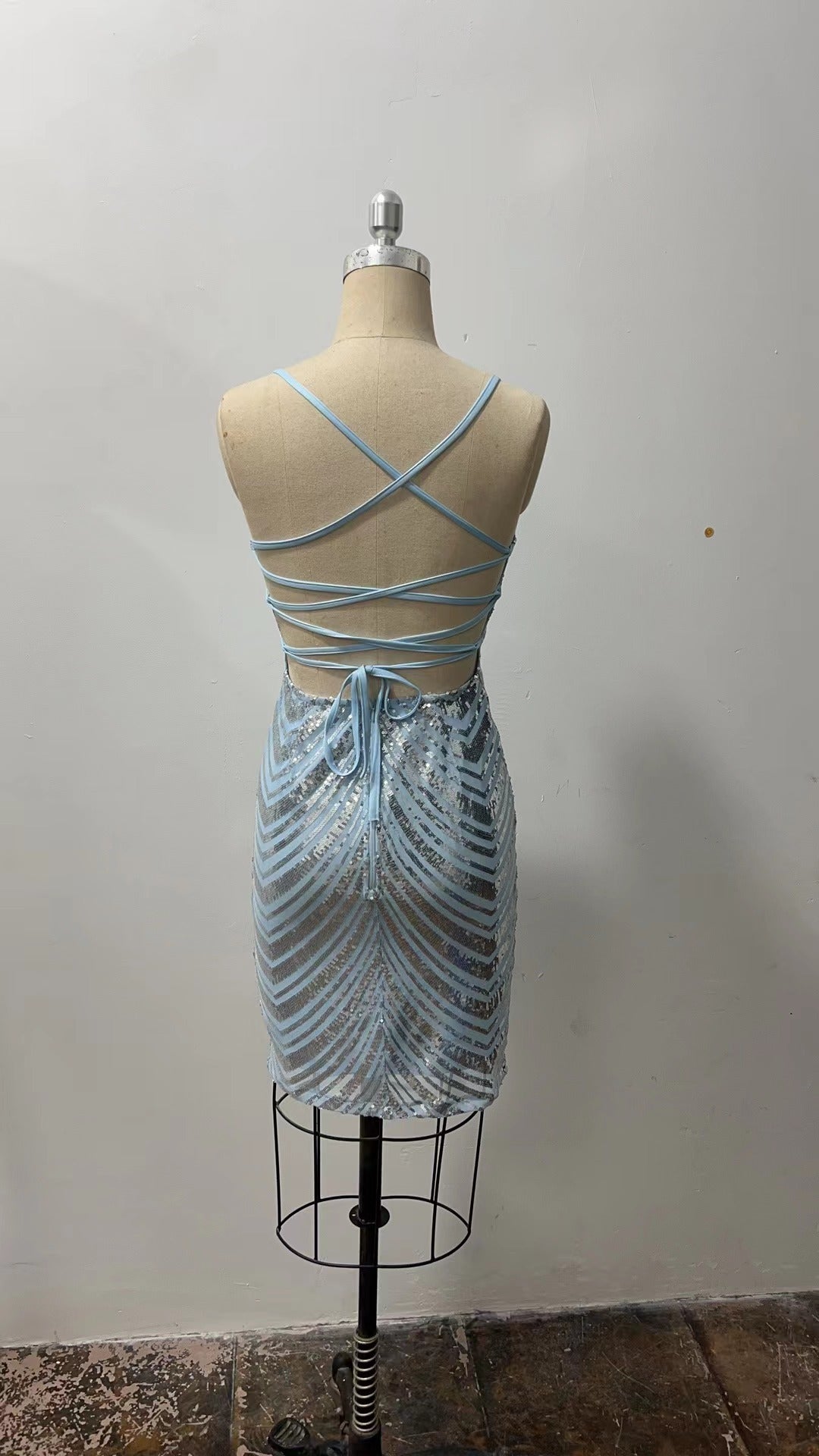 Summer Sequin Sexy Sling Retro Patchwork Green Sequ Dress