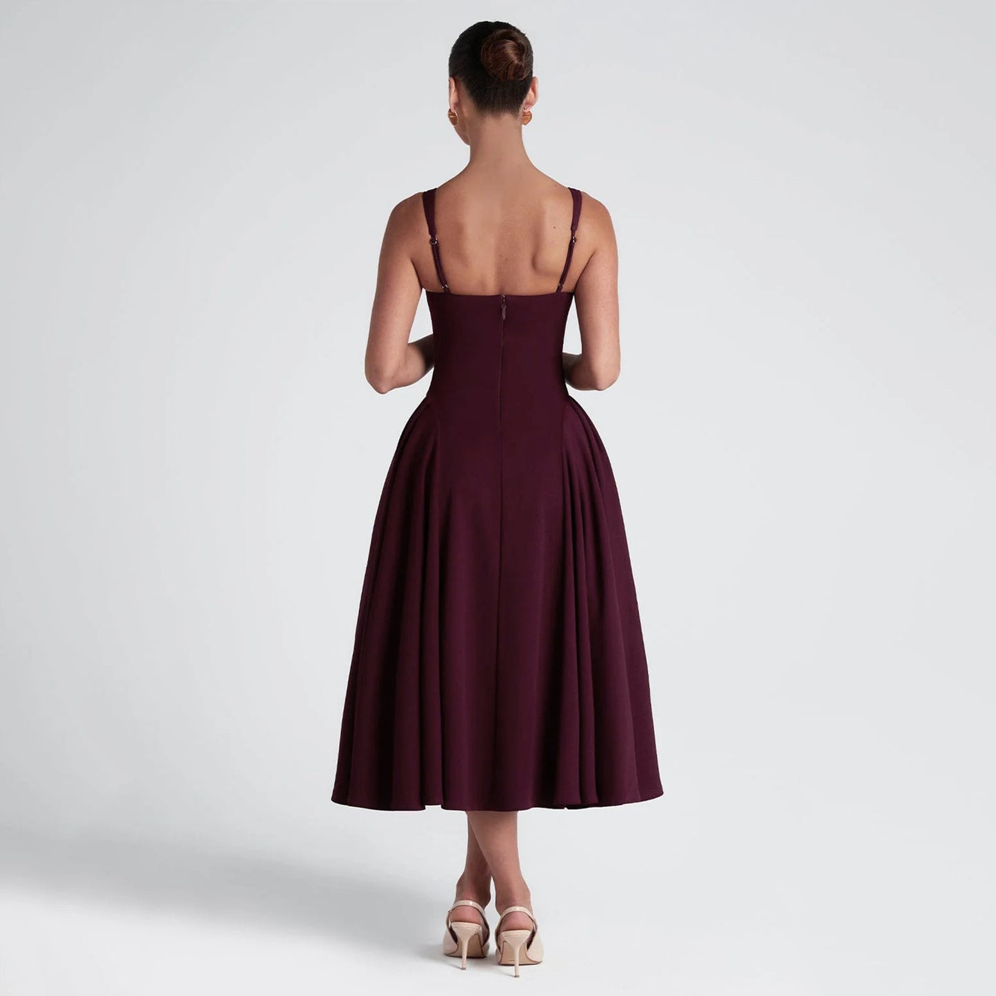 Women Spring Clothing French Square Collar Dress Retro Slim Fit Oversized Sling Dress