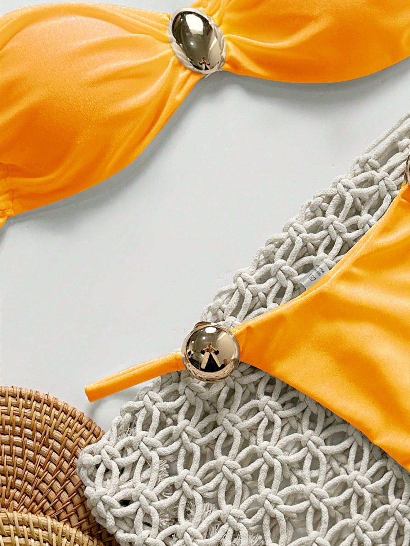 Swimwear Solid Color Bikini Sexy Lace up Bikini Lady Simple Split Swimsuit