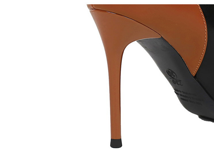Retro High Heels Stiletto Heel Cocktail Women Shoes Shallow Mouth Pointed Toe Colorblock Spring Autumn Super High Heel Shoes