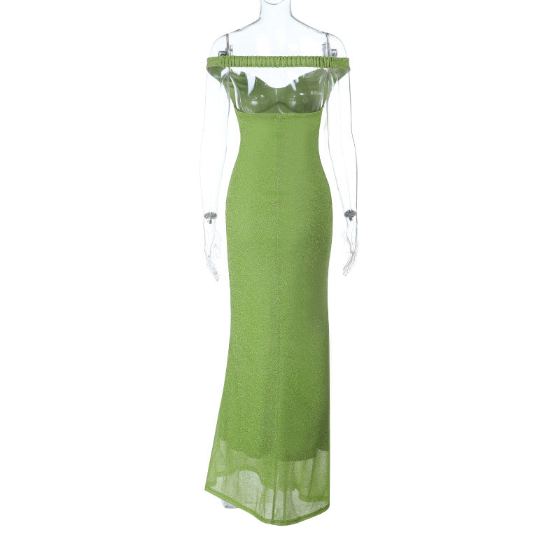 Platform Summer Arrival Sexy Shiny off Shoulder Waist Dress