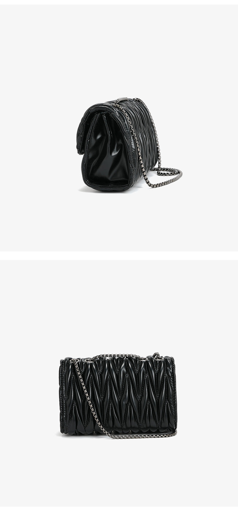 High Grade Pleated Chain Bag Summer Wild Chic Lock Shoulder Bag Rhombus Lock Messenger Bag