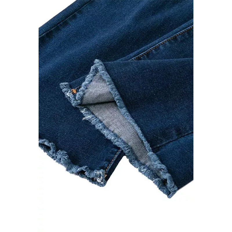 Internet High Elastic Ripped Jeans High Waist Flared Pants