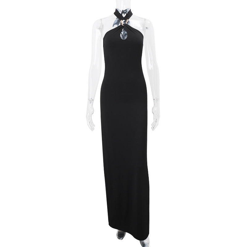 Women Clothing Summer Sexy off Shoulder High Waist Slim Solid Color Sheath Dress