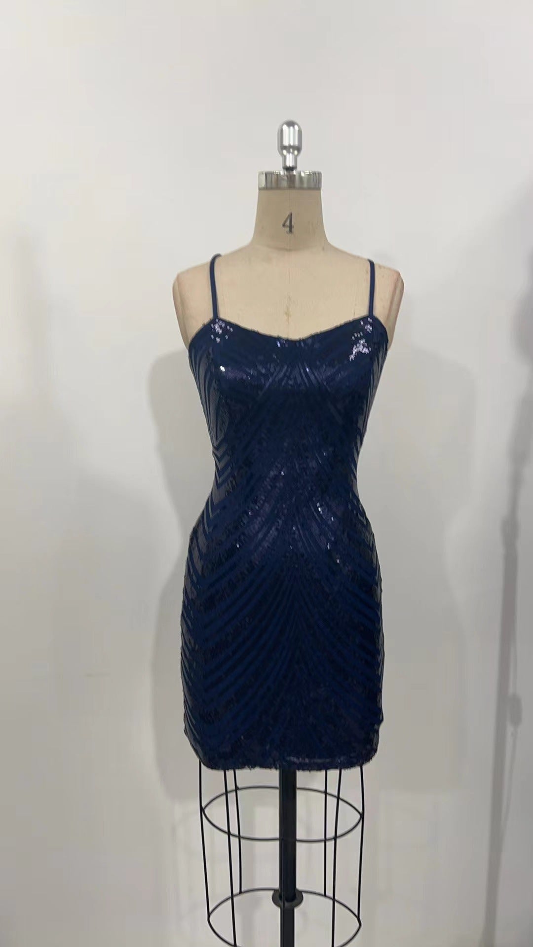 Summer Sequin Sexy Sling Retro Patchwork Green Sequ Dress