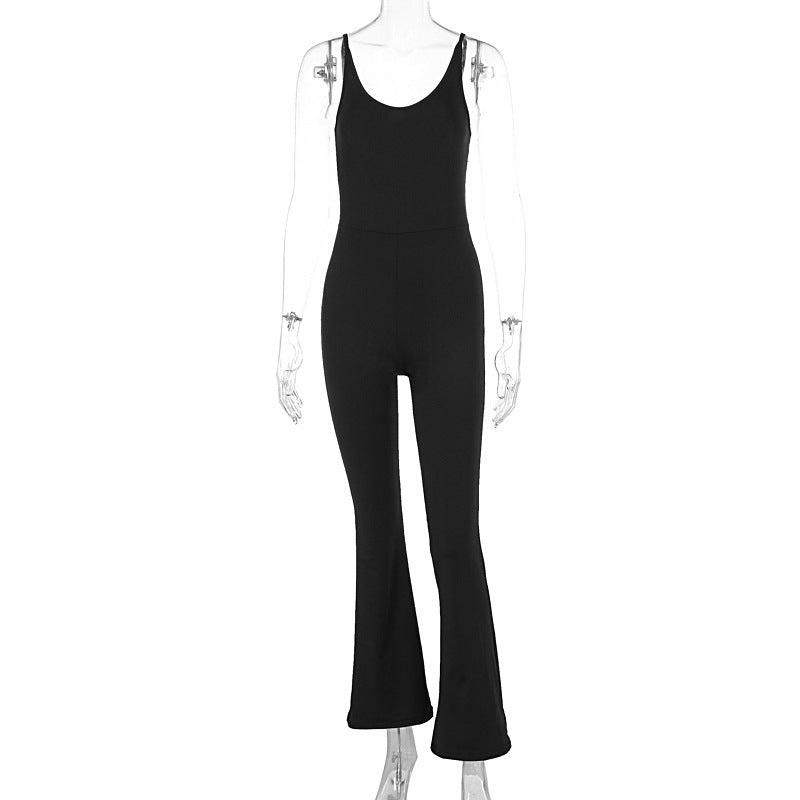 Spring Women Solid Color Long Sleeve Tight Braces Hip Lifting Jumpsuit Two Piece Set