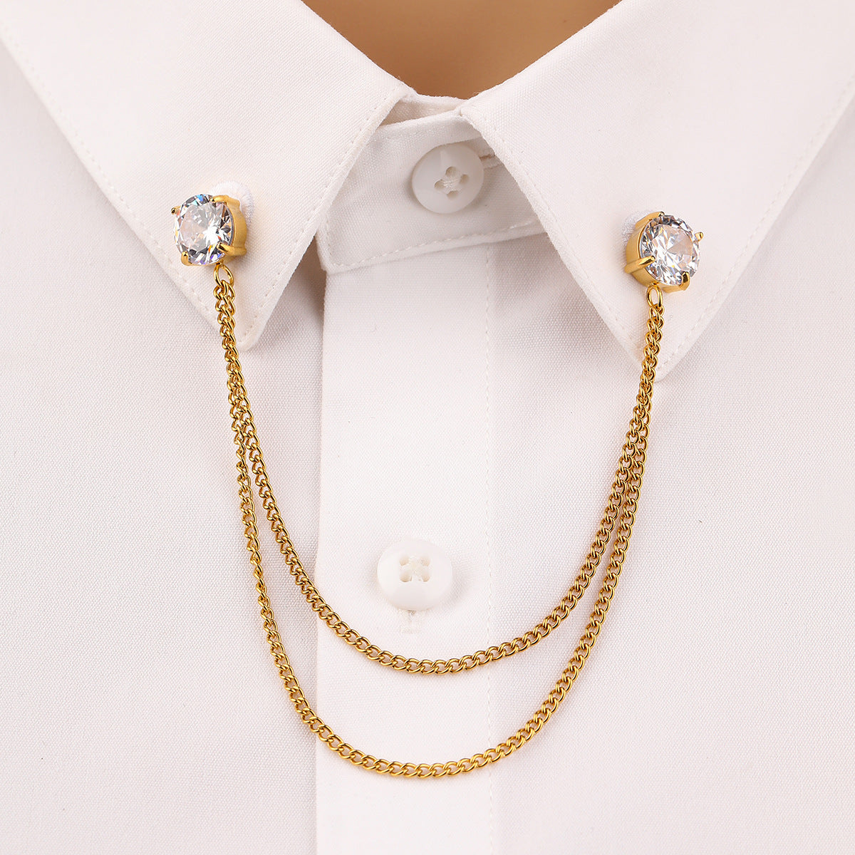 Arrival Square Zircon Stainless Steel Collar Pin High Grade Shirt Neckline Decorative Jewelry
