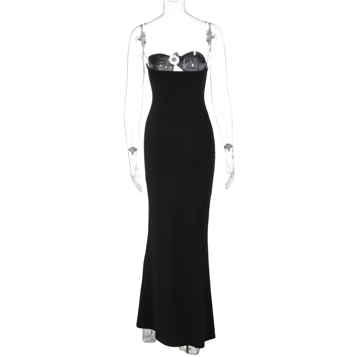 Summer Metal Decoration Stitching Hollow Out Cutout out Dress Sexy Slim Tube Top Dress Women