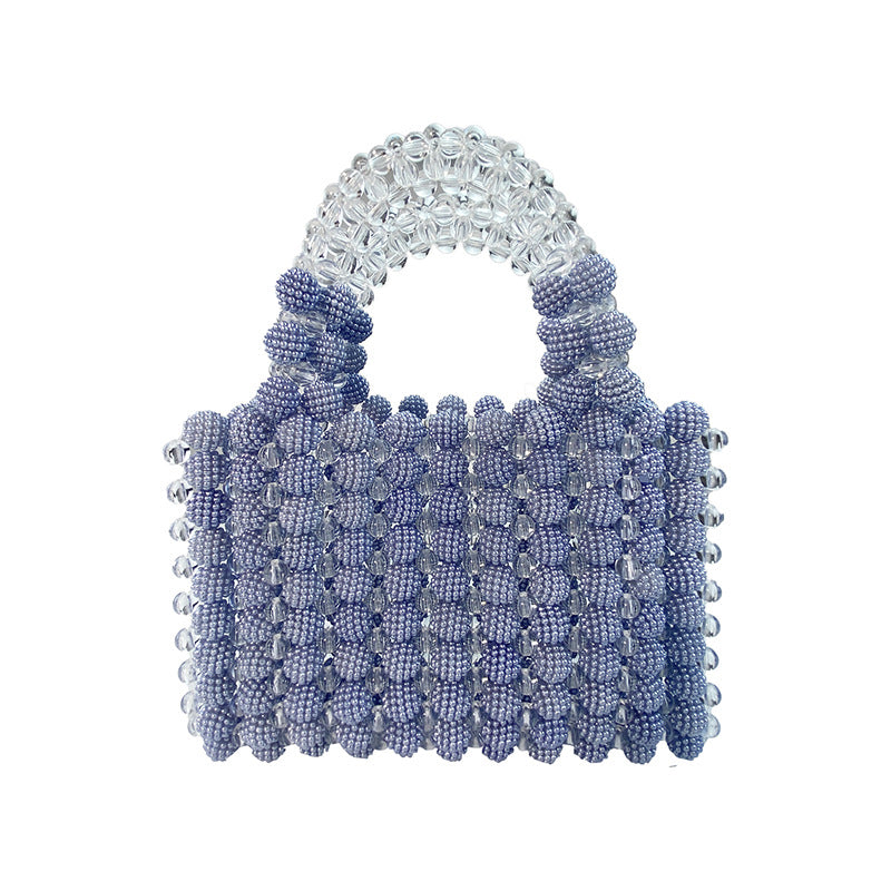 Summer Texture Niche Advanced Purple Waxberry Imitation Pearl Ball Handmade Beaded Cocktail Handbag