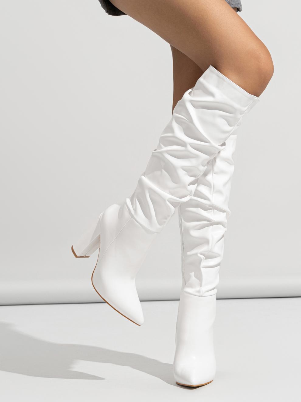 Pointed Toe Chunky Heel Pointed Toe Natural Wrinkle ide Zipper Boots plus Size Ankle Boots