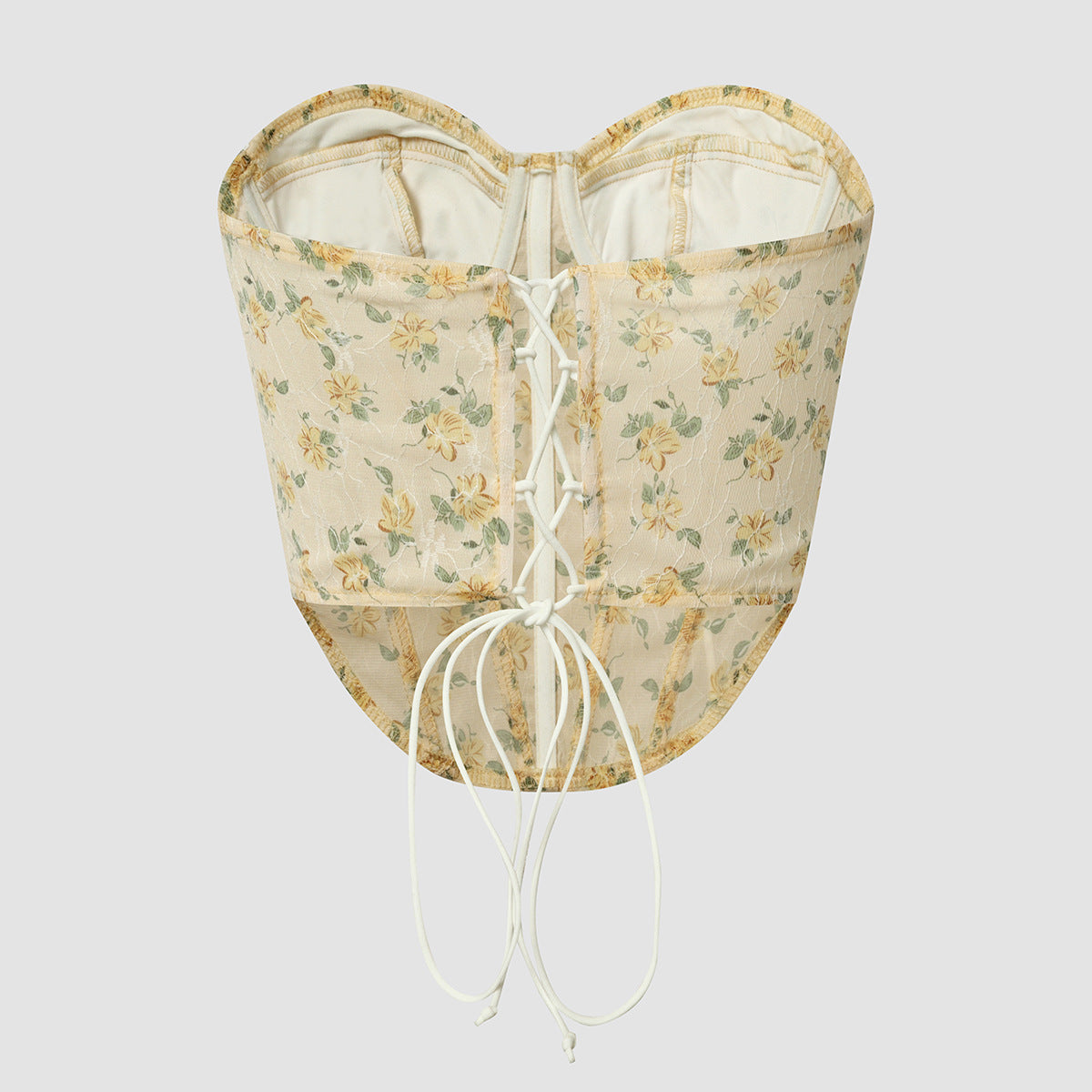 Sexy Mesh See through Shaped Chest Wrapped Steel Ring Boning Corset Waist Tied Vest Women