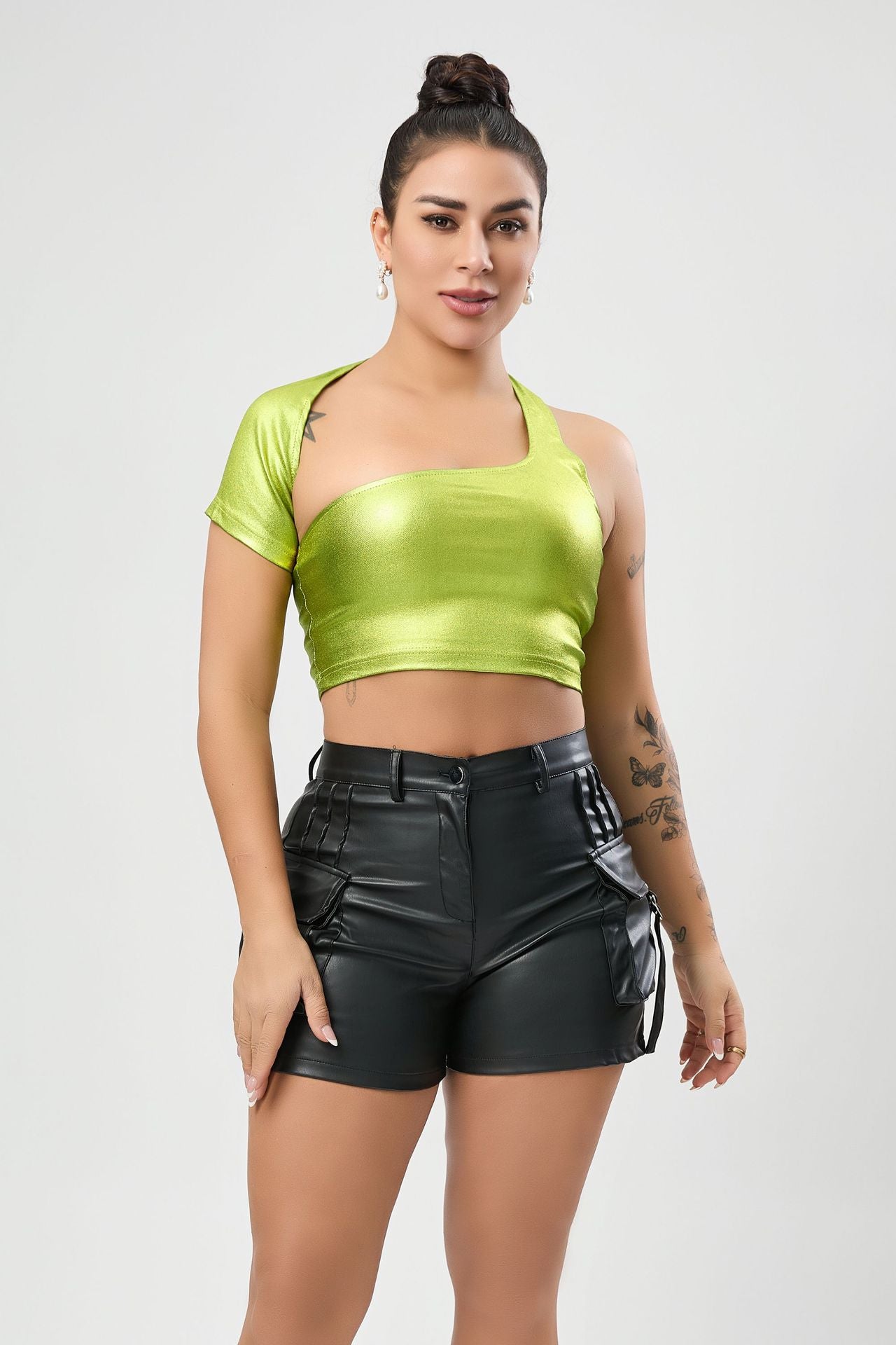 Arrival Fluorescent Color Slim Fit Oblique Shoulder Tops Slimming Halter Tight Women Vest