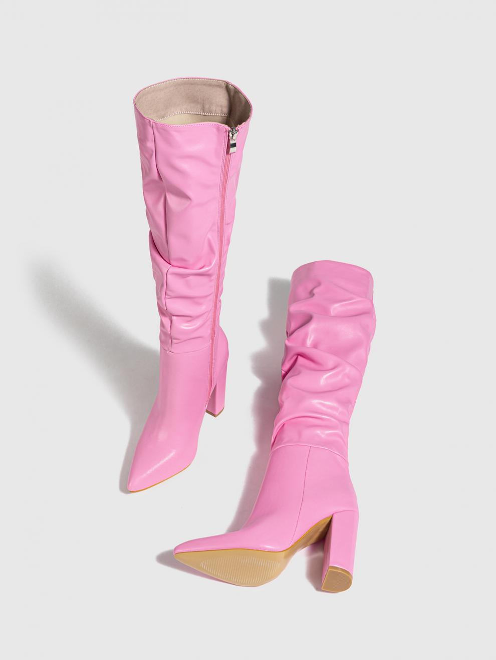 Pointed Toe Chunky Heel Pointed Toe Natural Wrinkle ide Zipper Boots plus Size Ankle Boots