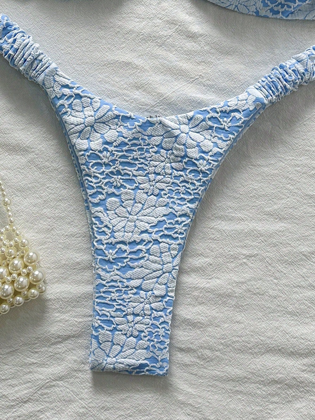 Trend Jacquard Halter Spaghetti Straps Sexy Bikini Split Lace up Spring