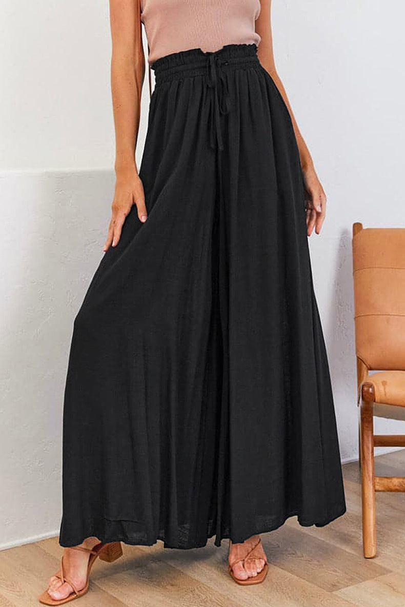 Summer Tied High Waist Wide Leg Pants Women Loose Casual Pants